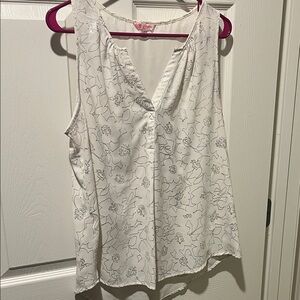 Candie's White Floral V-Neck Blouse
